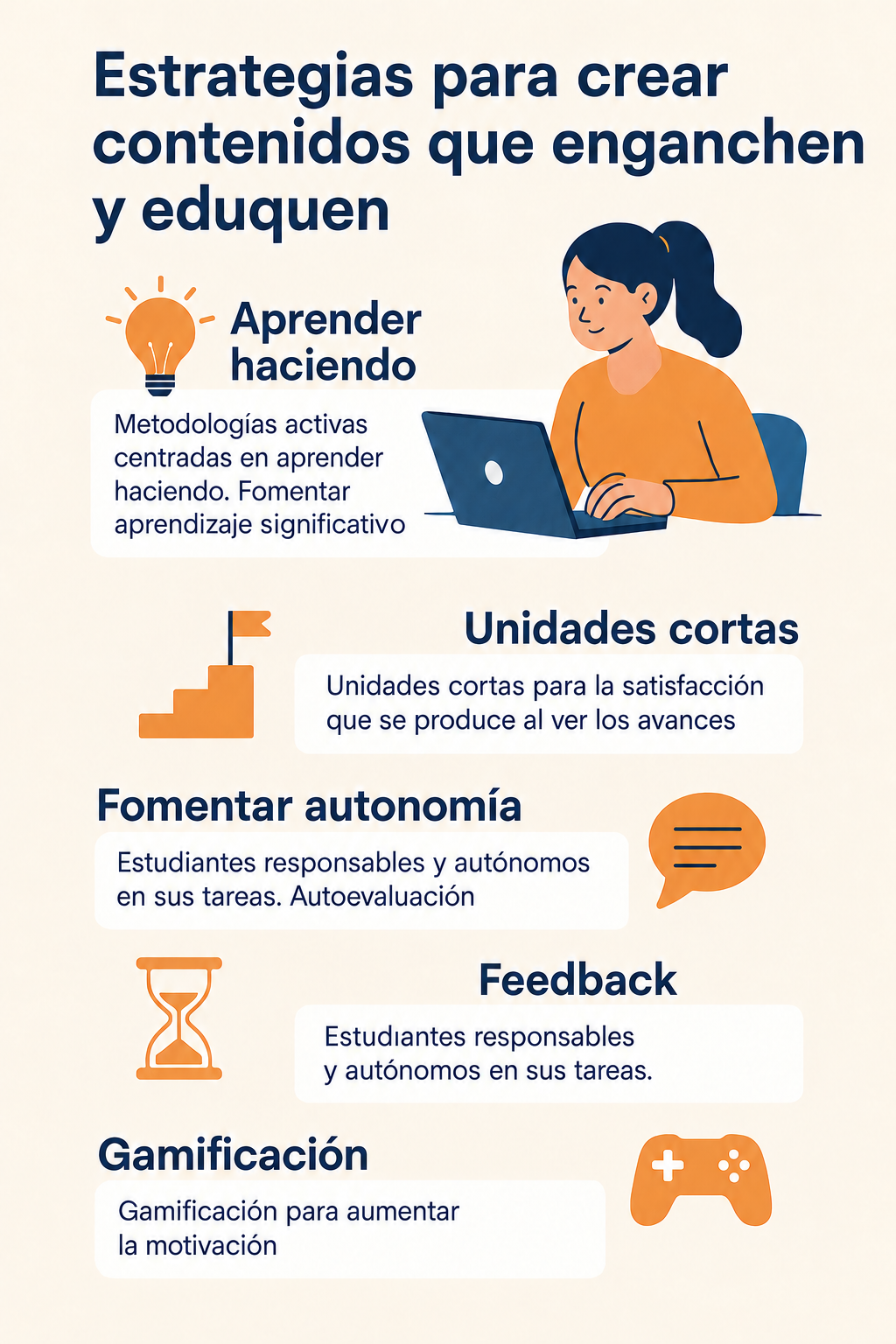 Infograf&iacute;a resumen con las estrategias para crear contenidos que enganchen